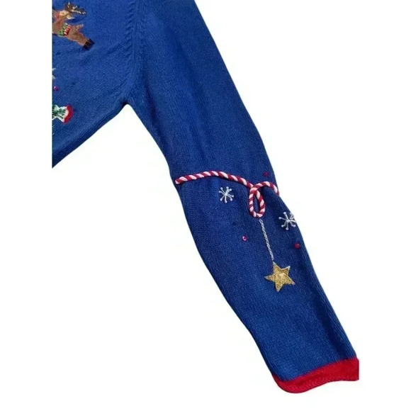 Carly St. Claire Vintage Blue Christmas Collection Full Zip Cardigan SIZE-MEDIUM - Picture 8 of 12